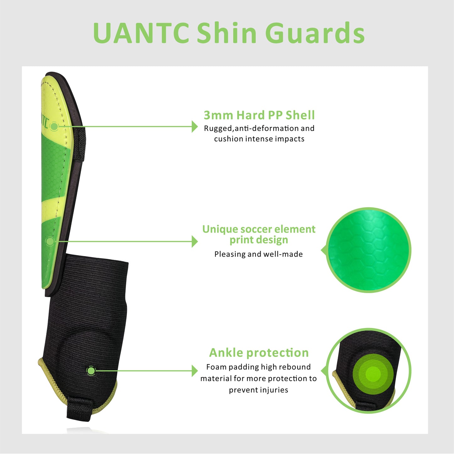 Uantc Soccer Shin Guards for Kids/Youth/Adults