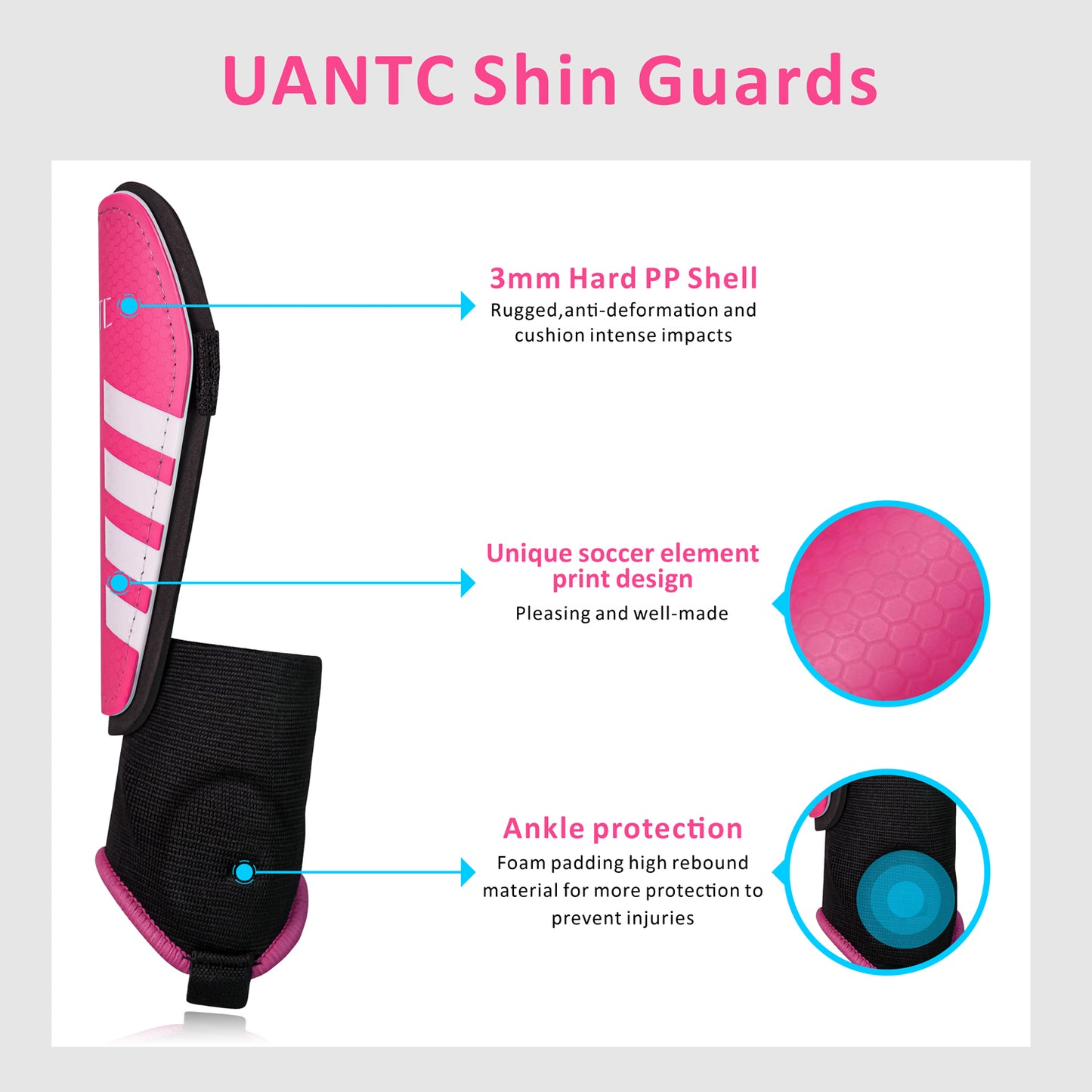 Uantc Soccer Shin Guards for Kids/Youth/Adults