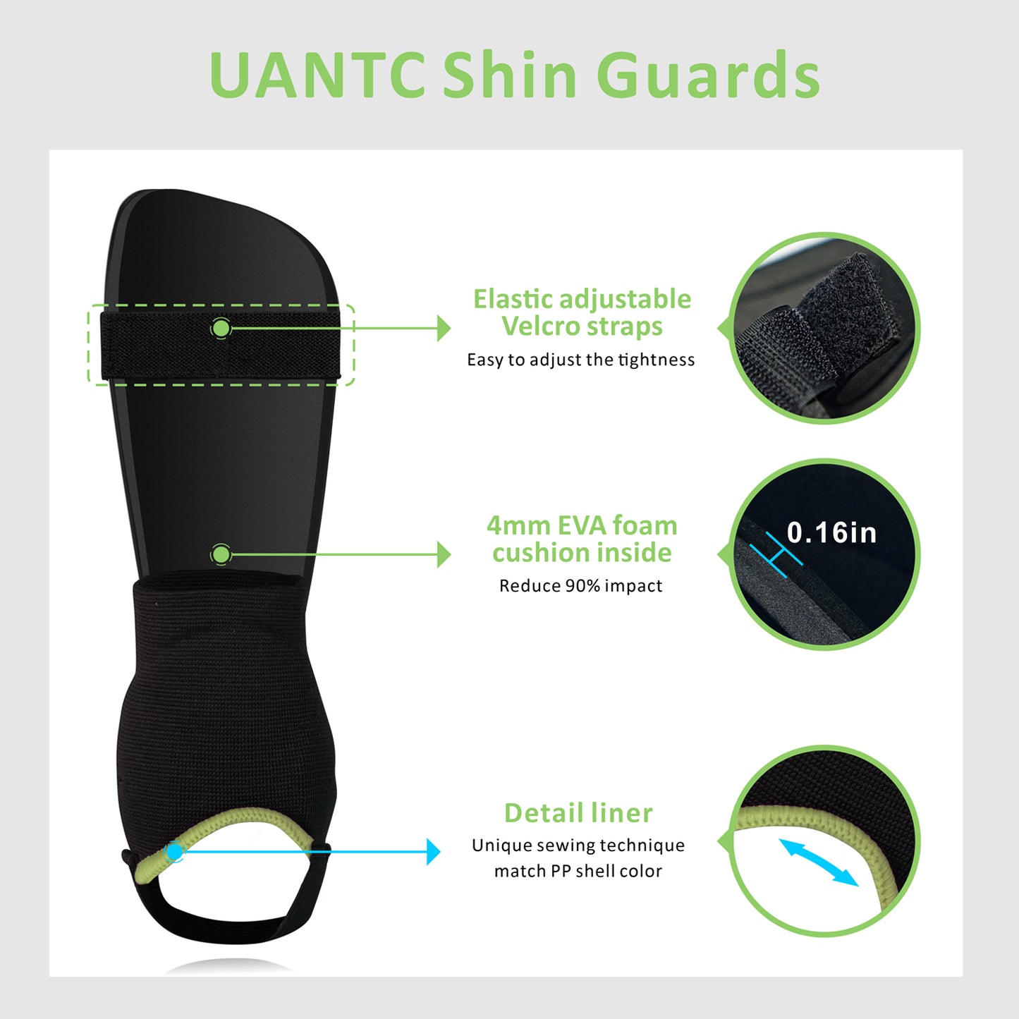  Uantc Soccer Shin Guards for Kids/Youth/Adults