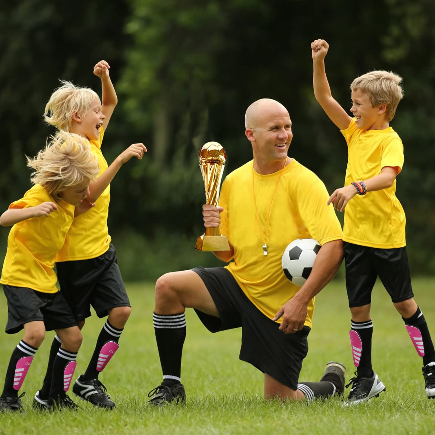 Soccer Shin Guards with Double Adjustable Straps for Kids/Youth/Adults - Shin Pads Reduce Shocks and Injuries for Soccer Boys/Girls/Men/Women-Pink